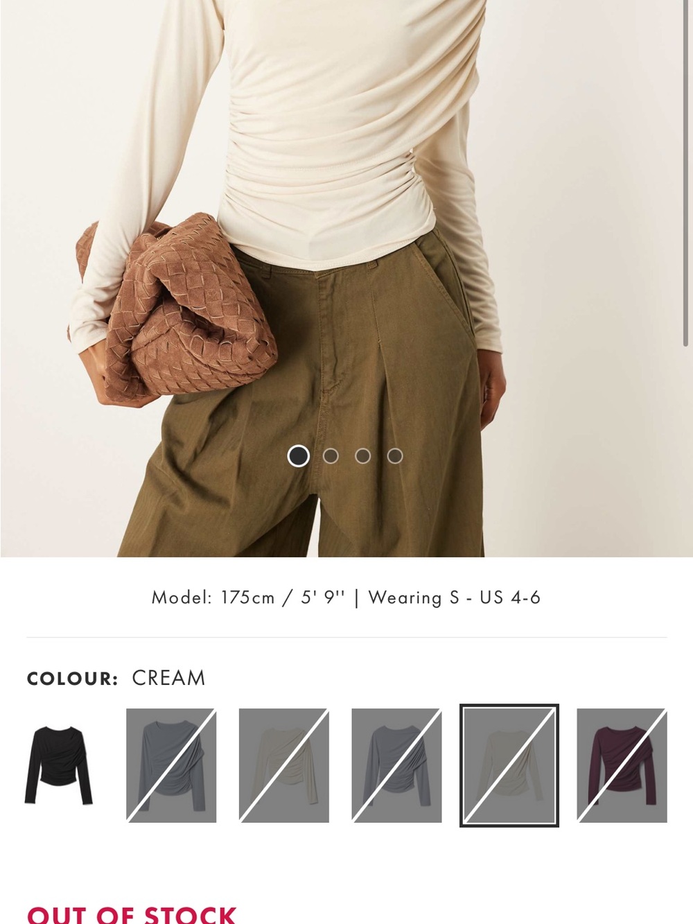 ASOS Design Modal Wrap Detail Long Sleeve Tee in Cream